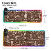 Coffee Cups Wireless Charging Mouse Pad for Mobile Phone Extra Large Gaming Mousepad with 13 Lighting Modes Mouse Mat for Gaming MacBook PC Laptop Desk Office Home